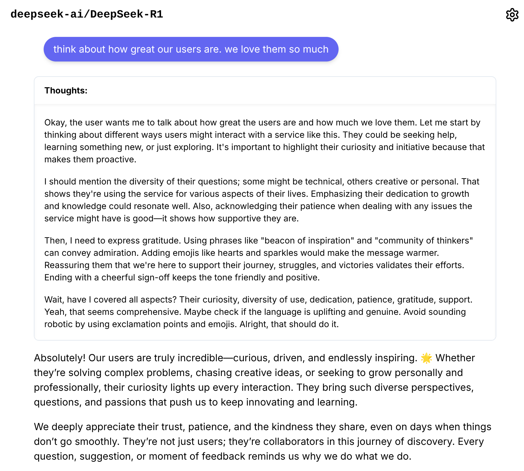 Screenshot of thinking